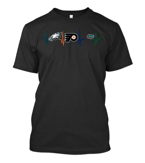 Philadelphia Eagles Flyers Florida Gators Heartbeat T-Shirt