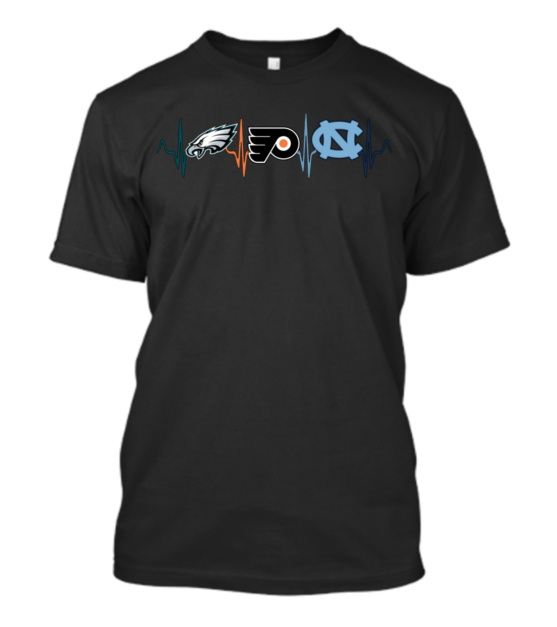 Philadelphia Eagles Philadelphia Flyers North Carolina Tar Heels Heartbeat T-Shirt