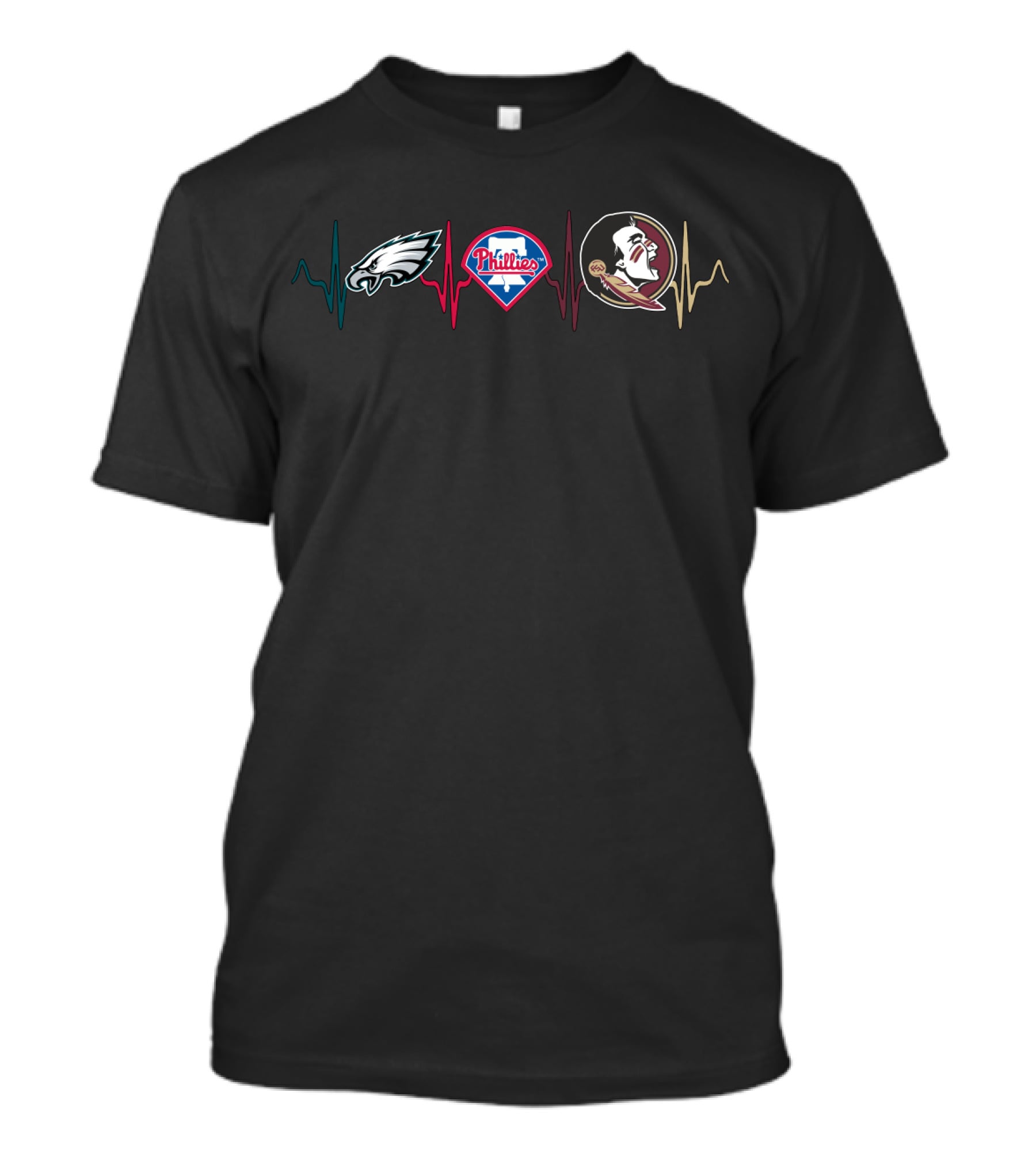 Philadelphia Eagles Phillies Florida State Seminoles Heartbeat T-Shirt