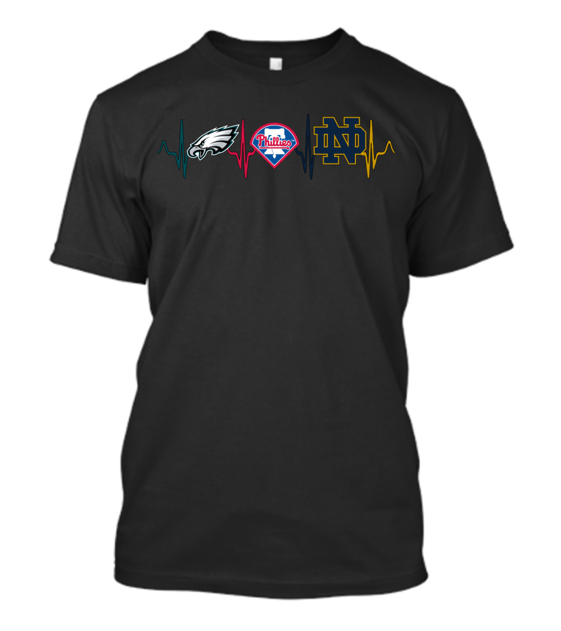 Eagles Phillies Notre Dame Heartbeat T-Shirt