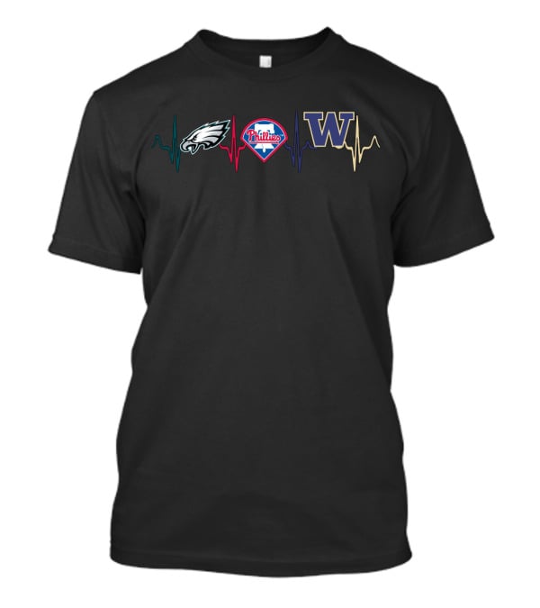 Eagles Phillies Washington Huskies Heartbeat T-Shirt