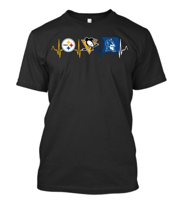 Steelers Penguins Duke Blue Devils Heartbeat T-Shirt