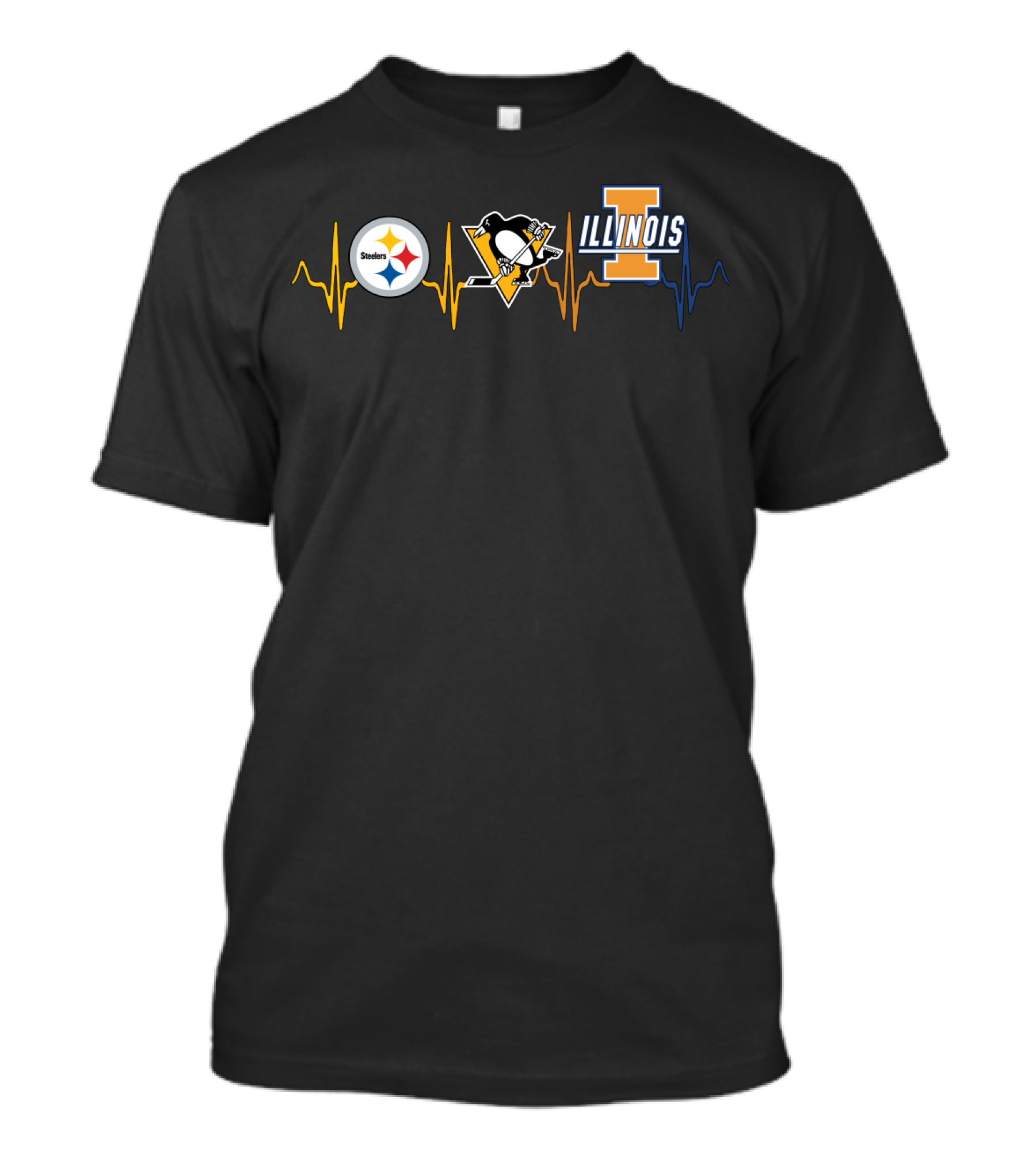 Steelers Penguins Illinois Heartbeat Love T-Shirt