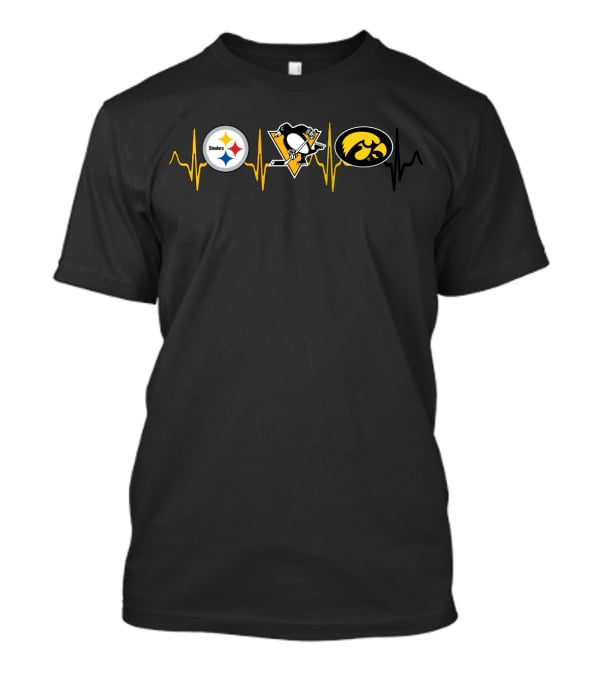Steelers Penguins Hawkeyes Heartbeat T-Shirt