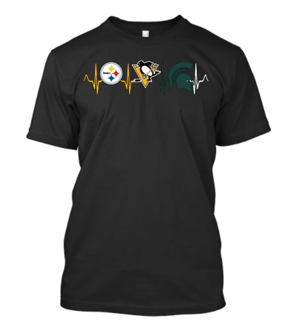 Steelers Penguins Michigan State Spartans Heartbeat Fans Mss T-Shirt