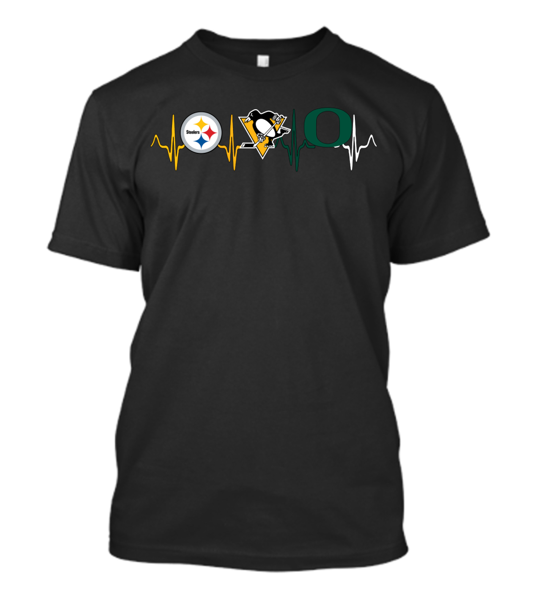 Love Steelers Penguins Oregon Heartbeat T-Shirt