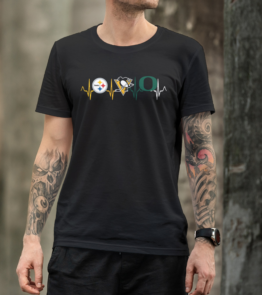 Love Steelers Penguins Oregon Heartbeat T-Shirt