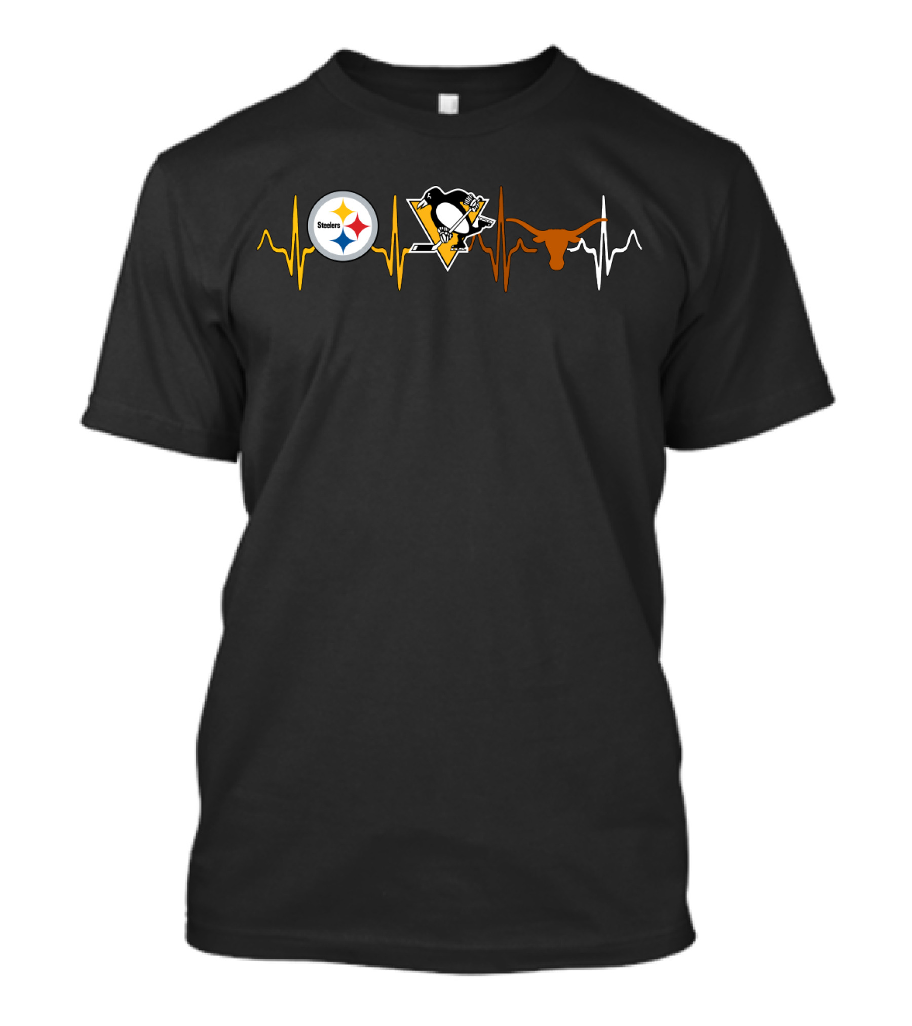 Steelers Penguins Longhorns Heartbeat Theme T-Shirt