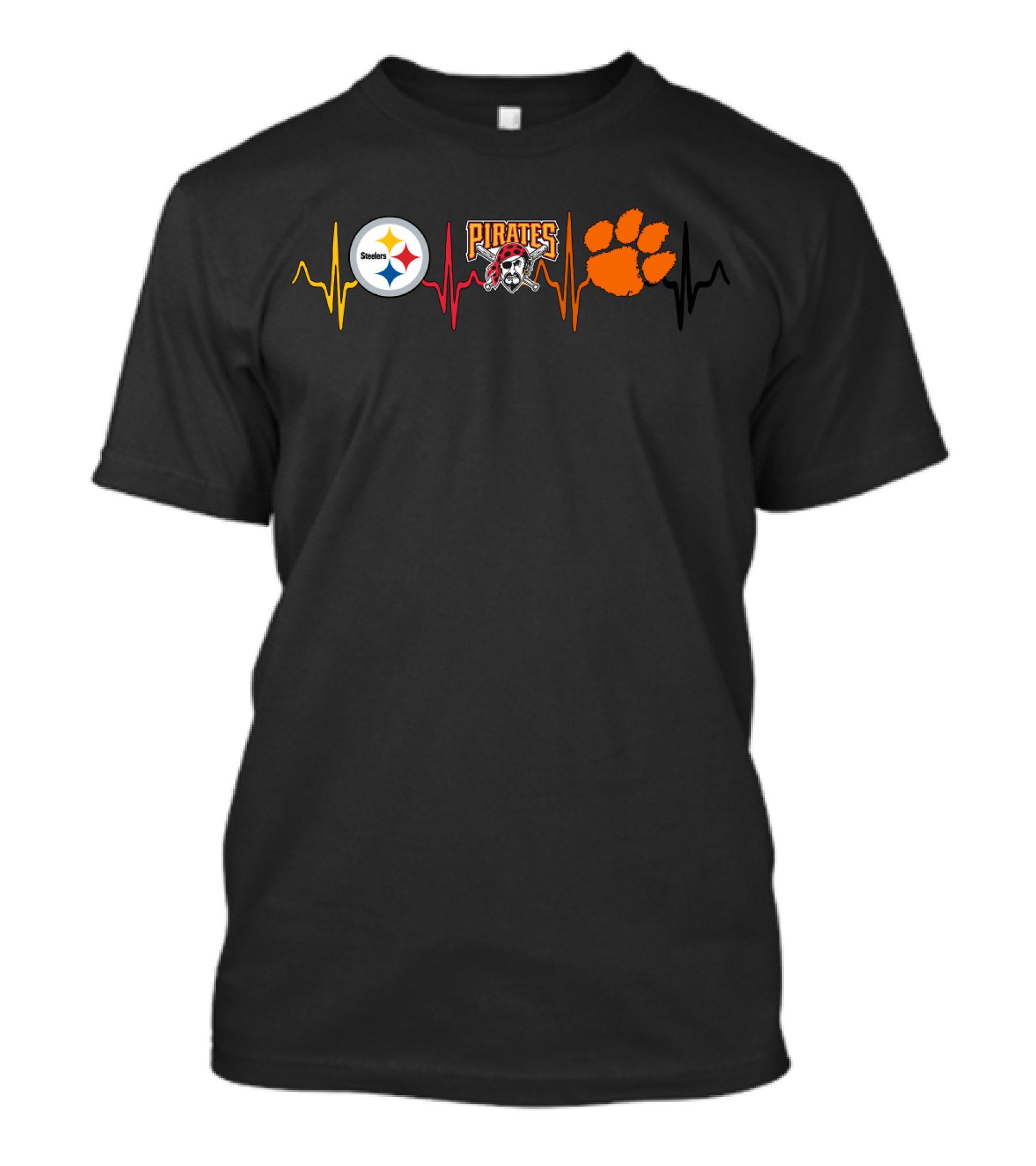 Steelers Pirates Clemson Heartbeat T-Shirt