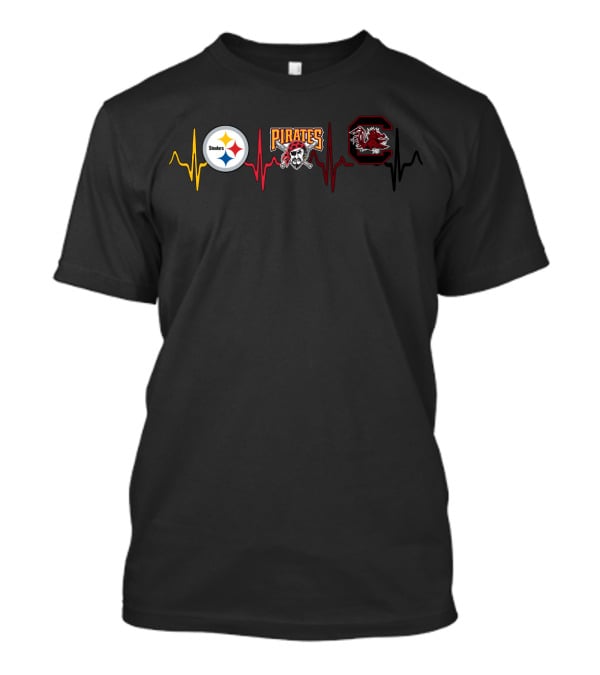 Steelers Pirates South Carolina Gamecocks Heartbeat T-Shirt
