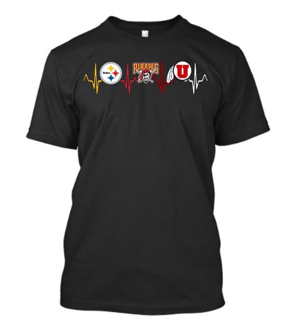 Steelers Pirates Utah Utes Heartbeat T-Shirt
