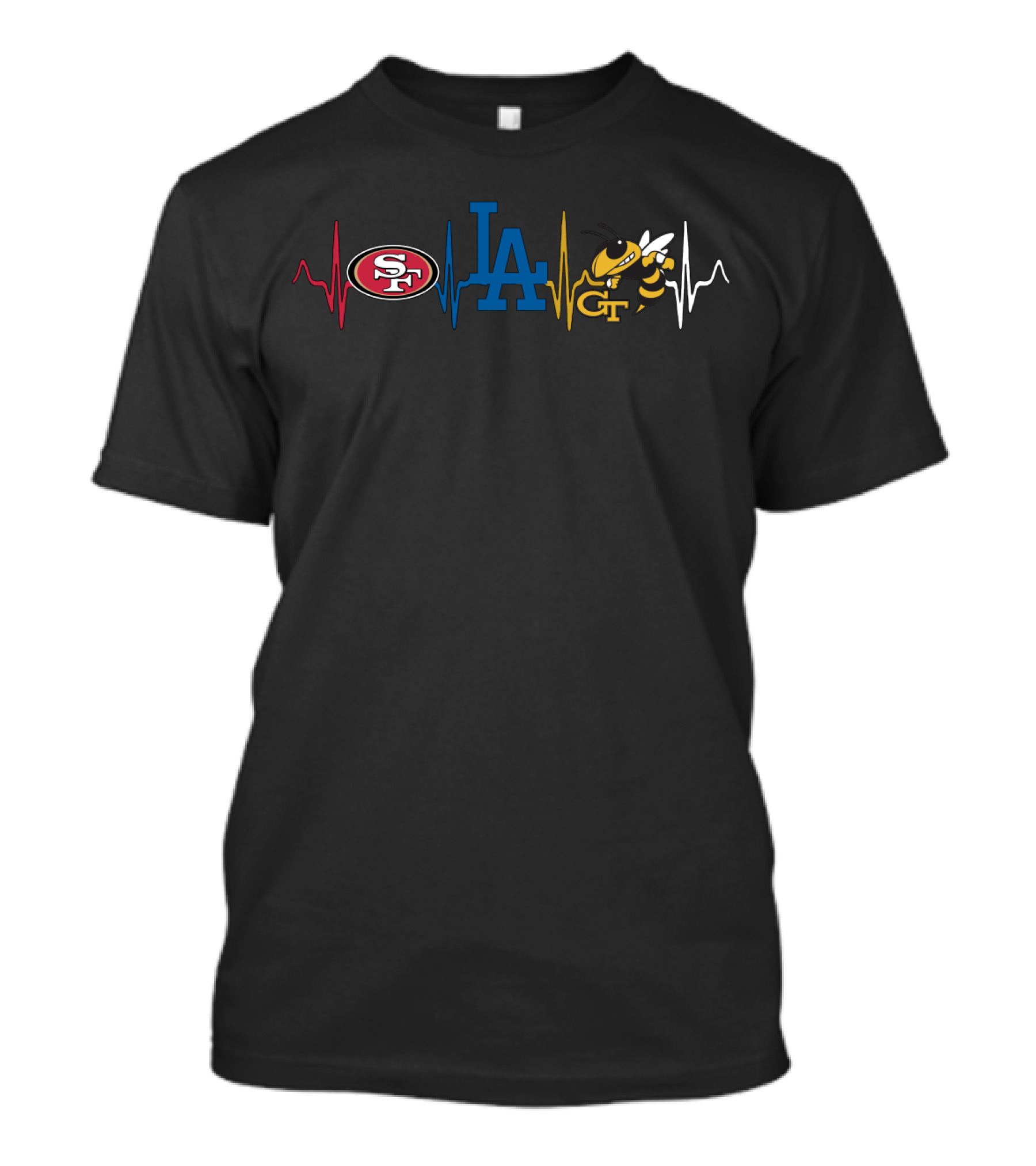 Love 49ers Dodgers Gt Heartbeat T-Shirt