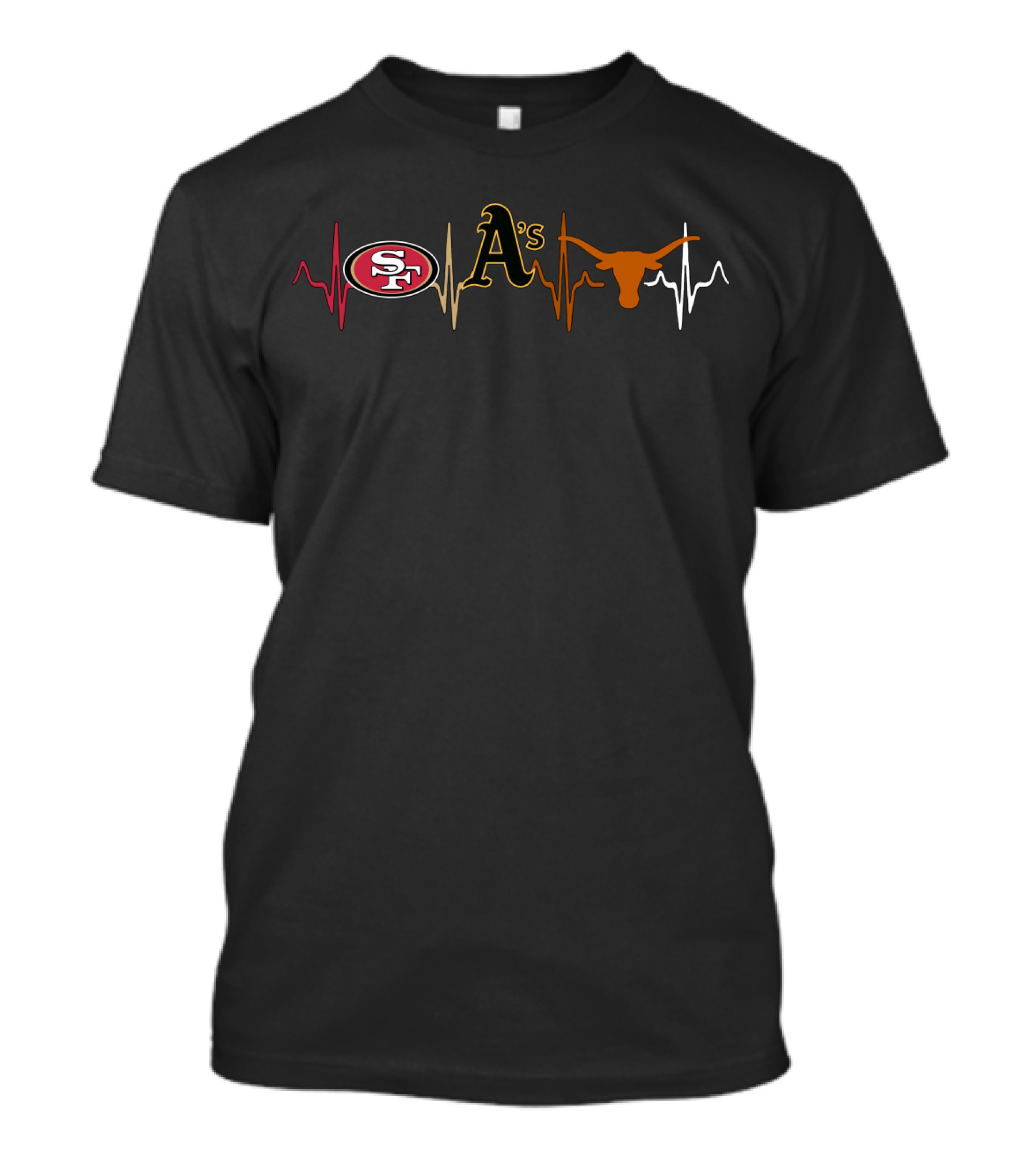 49ers Athletics Longhorns Heartbeat T-Shirt