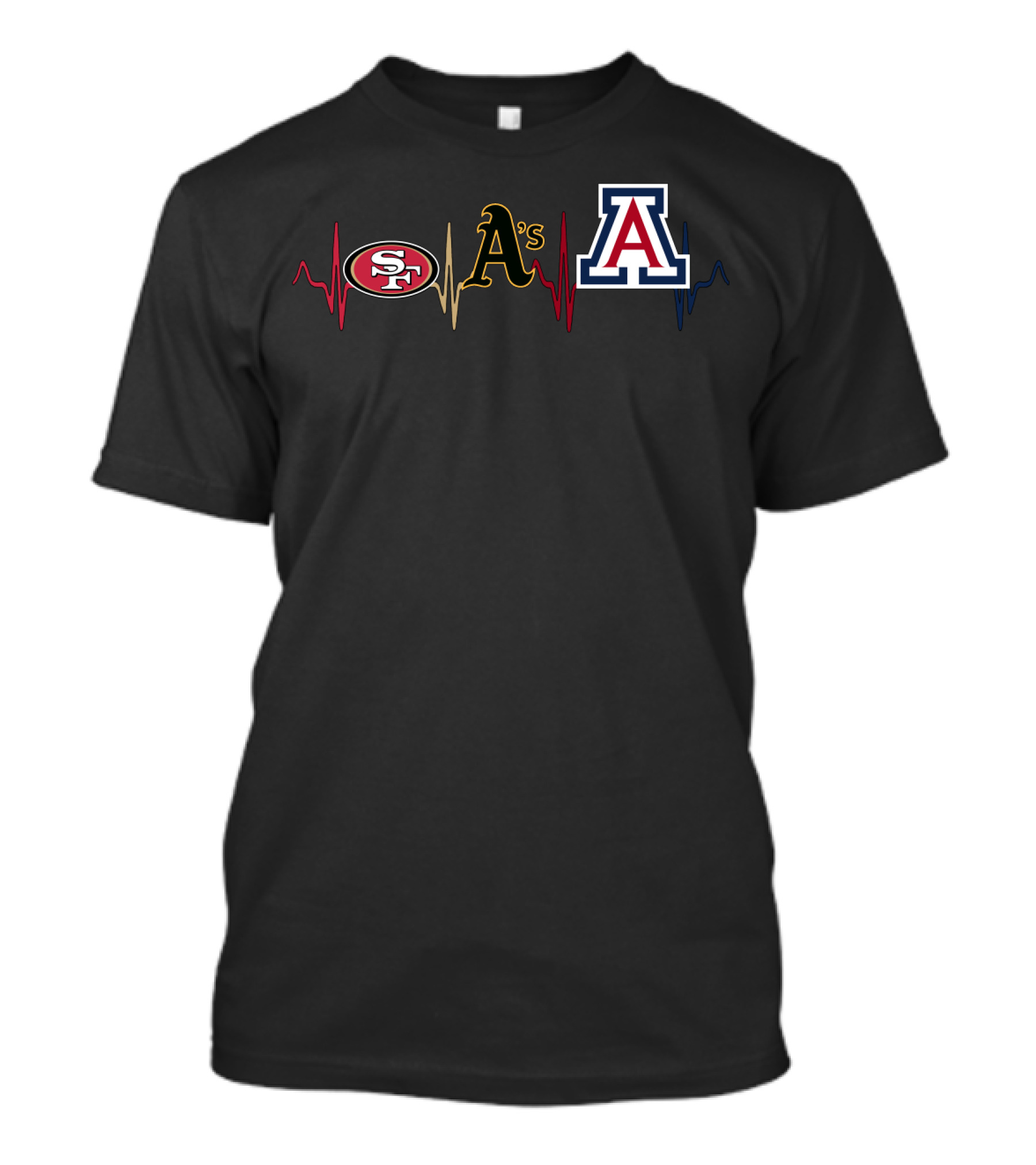 49ers Athletics Wildcats Heartbeat Logos T-Shirt