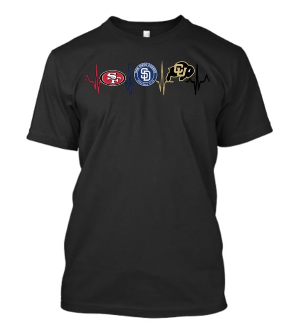 49ers Padres Colorado Buffaloes Heartbeat T-Shirt