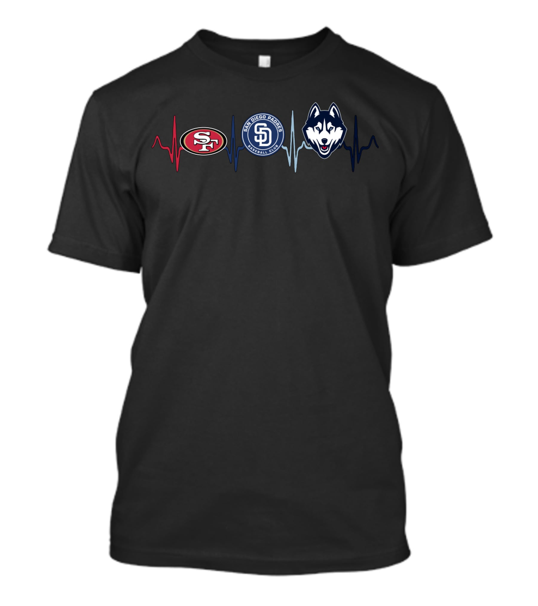 Love 49ers San Francisco Padres San Diego Husky Heartbeat T-Shirt