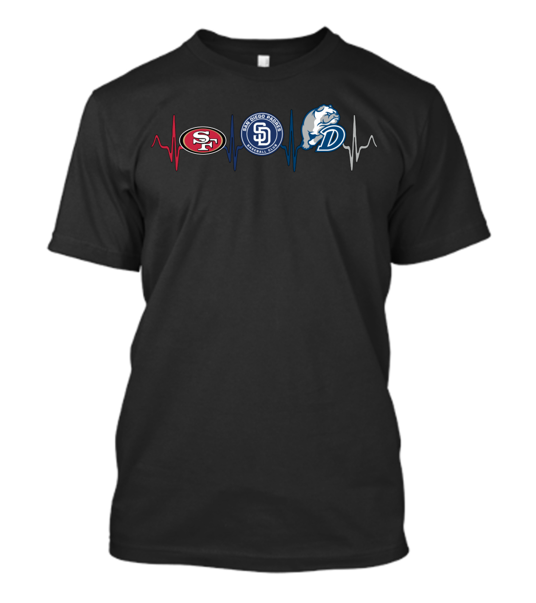 Love 49ers San Diego Padres Db Heartbeat T-Shirt