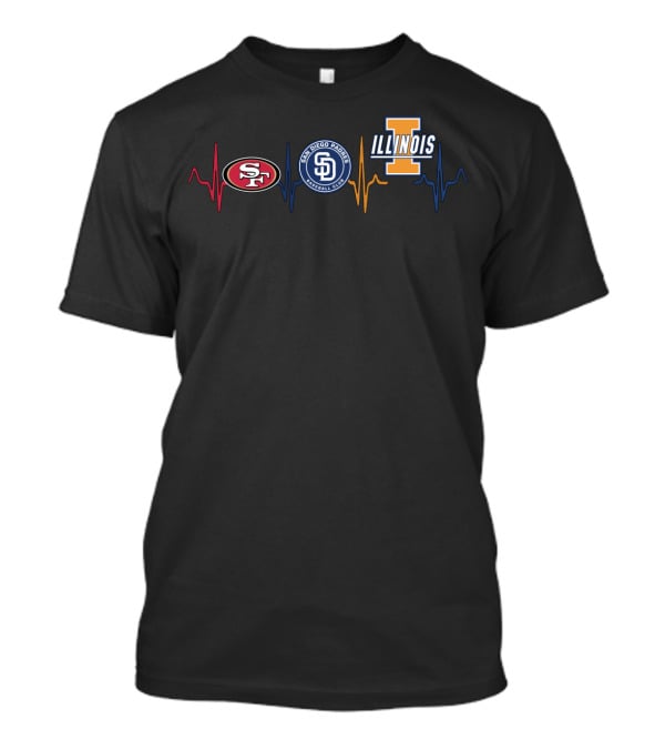 Love 49ers San Diego Padres Illinois Heartbeat T-Shirt