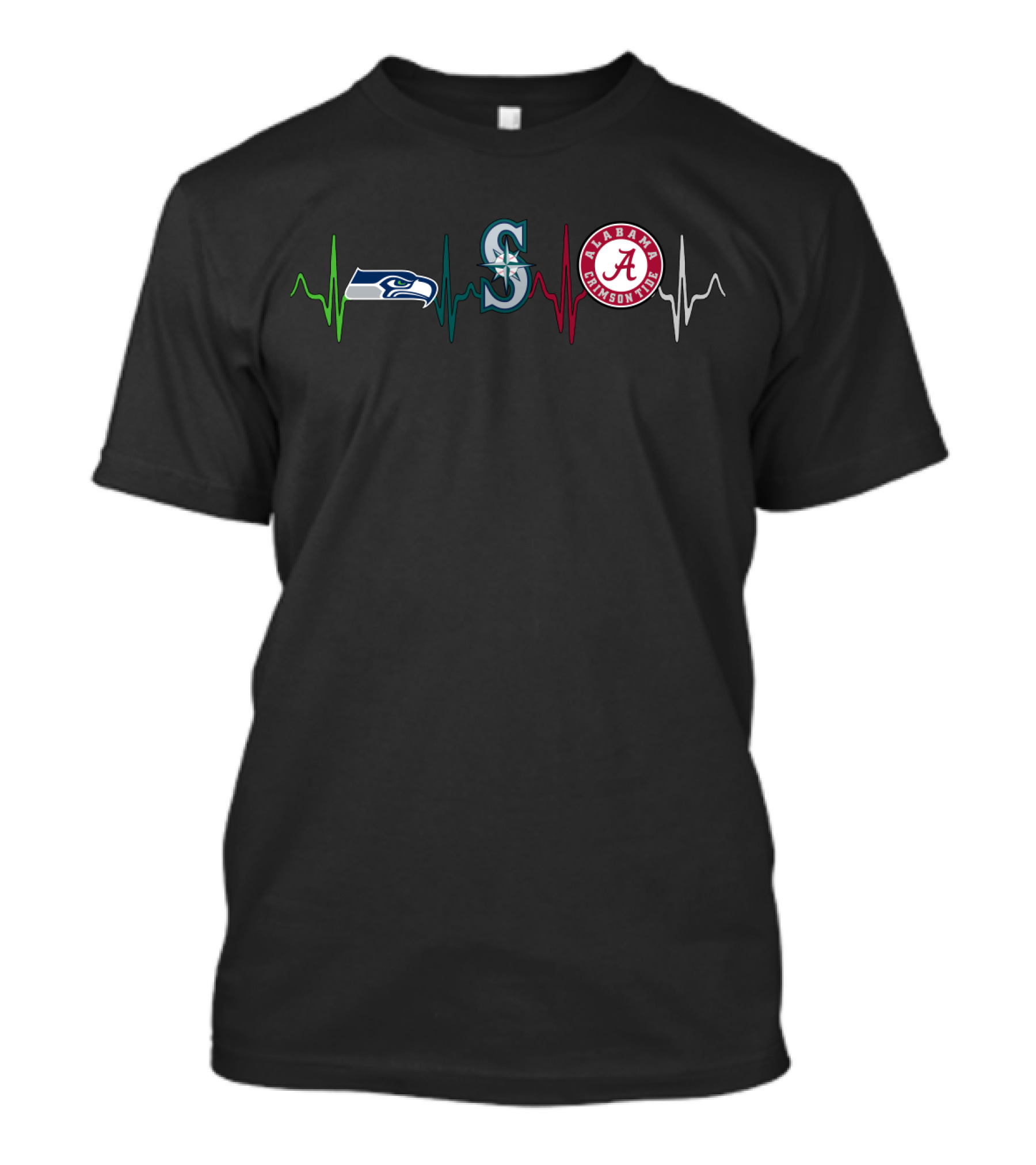 Seahawks Mariners Alabama Crimson Tide Heartbeat Love T-Shirt