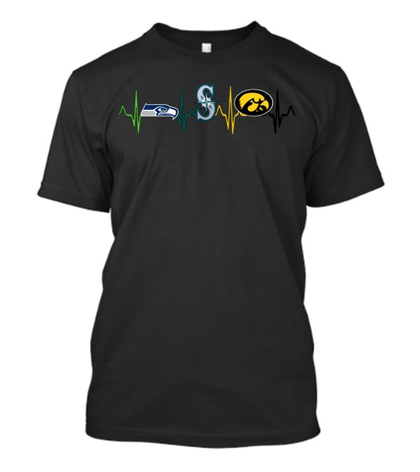 Seahawks Mariners Hawkeyes Heartbeat Line Integration T-Shirt