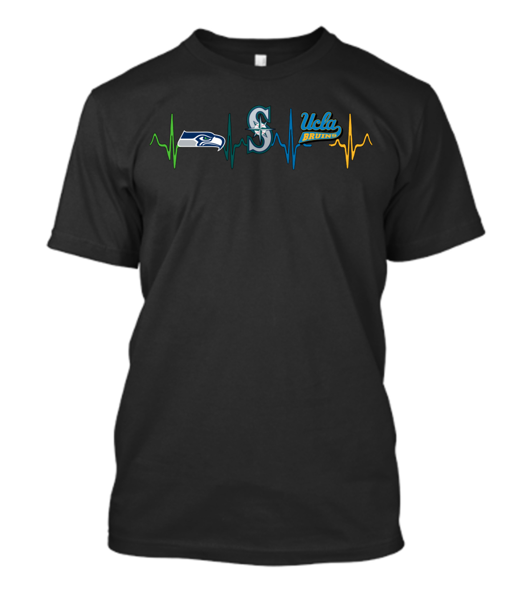 Love Seahawks Mariners Ucla Bruins Heartbeat T-Shirt