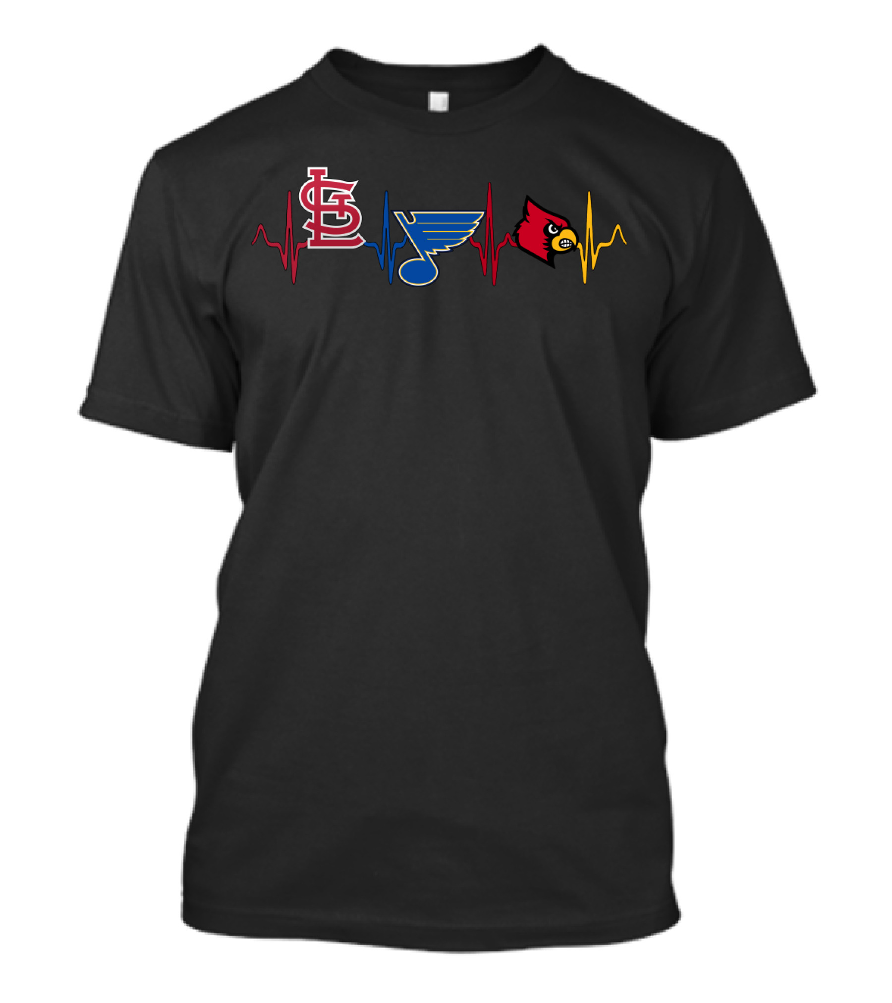 Stcardinals Blues Lc Heartbeat Sports Fan Iconic Logos T-Shirt