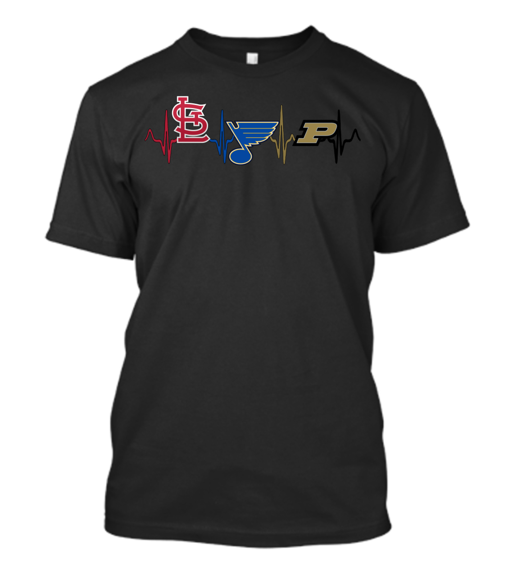 Love Heartbeat St. Louis Cardinals Blues Purdue Boilermakers T-Shirt
