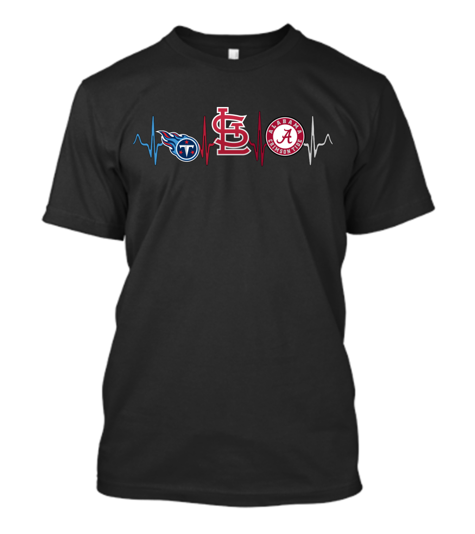 Tennessee Titans St. Louis Cardinals Alabama Crimson Tide Heartbeat T-Shirt