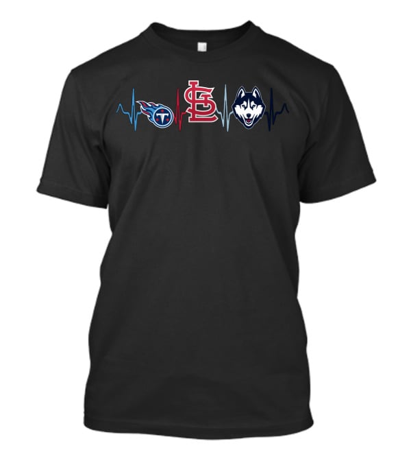 Tennessee Titans St. Louis Cardinals Connecticut Huskies Heartbeat T-Shirt