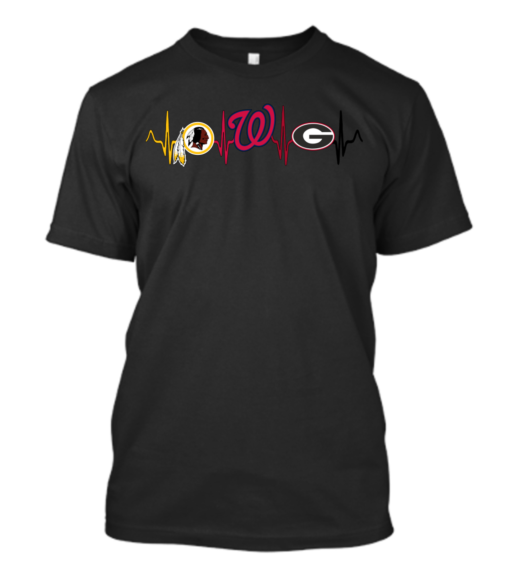 Redskins Love With Nationals Heartbeat Gb T-Shirt