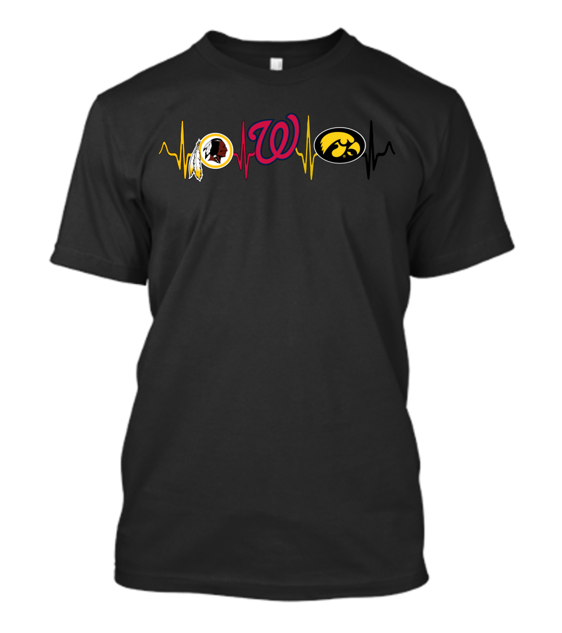 Love Redskins Nationals Iowa Hawkeyes Heartbeat T-Shirt