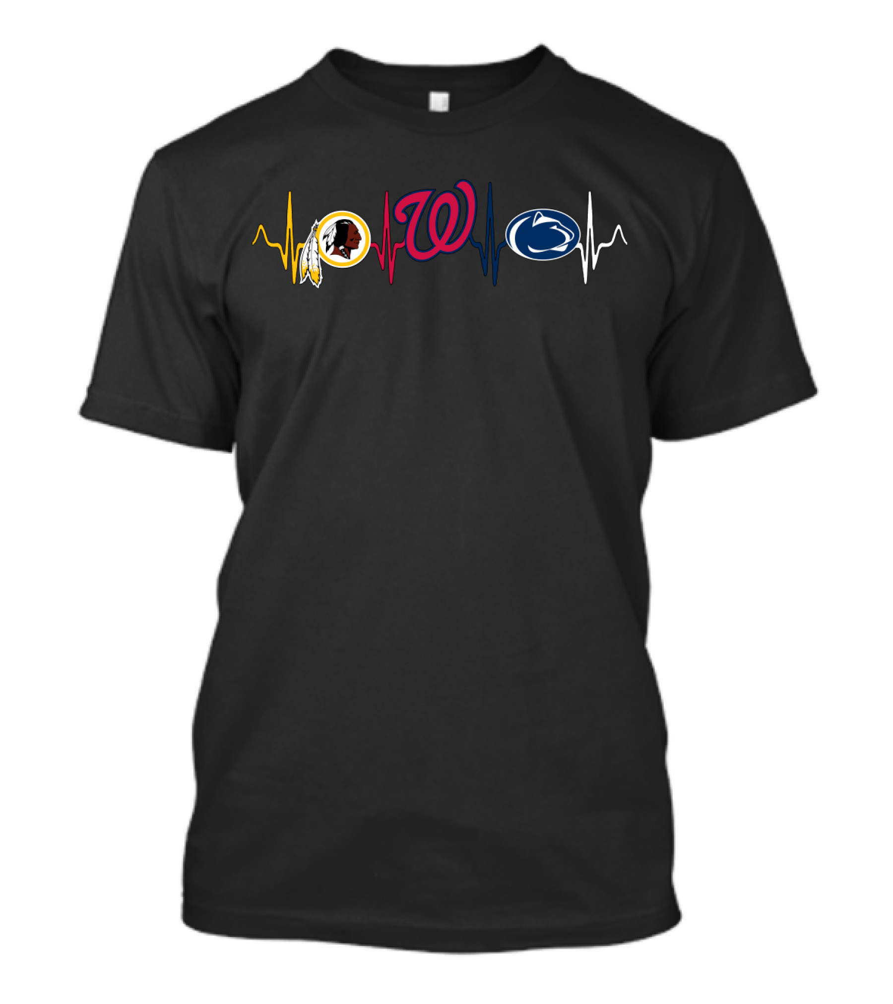 Love Redskins Nationals Penn State Nittany Lions Heartbeat T-Shirt