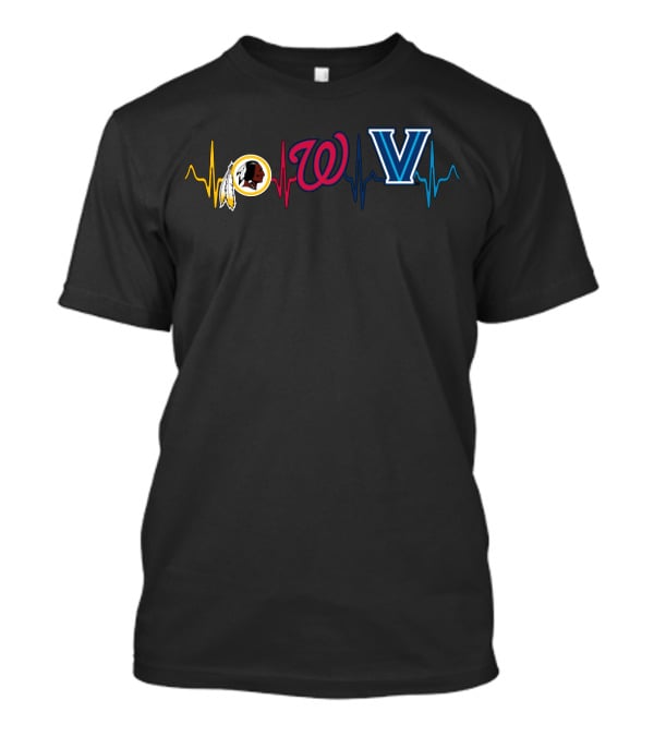 Love For Redskins Nationals Villanova Fan Heartbeat Style T-Shirt