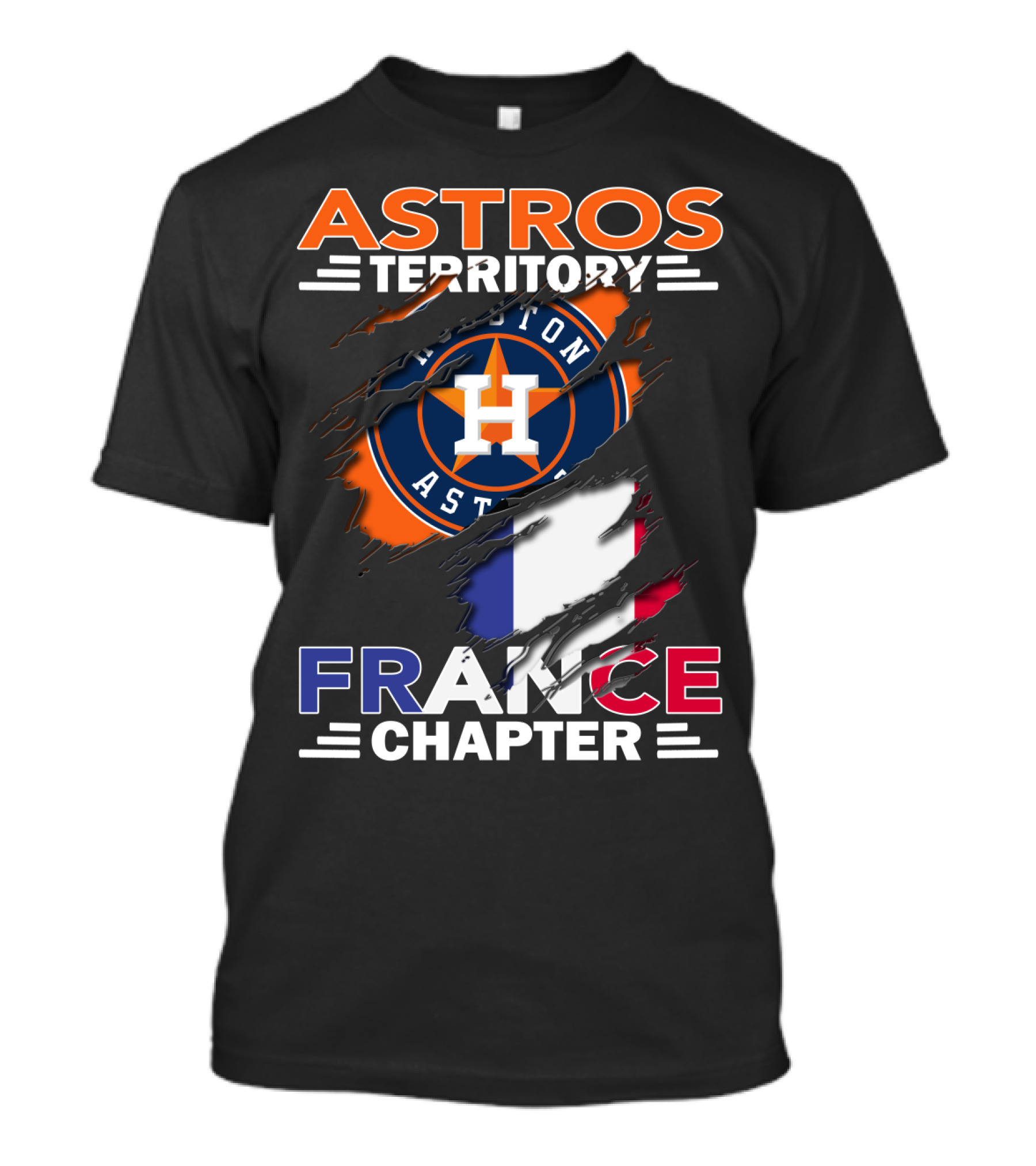 Astros Territory Houston France Chapter Flag Rip T-Shirt