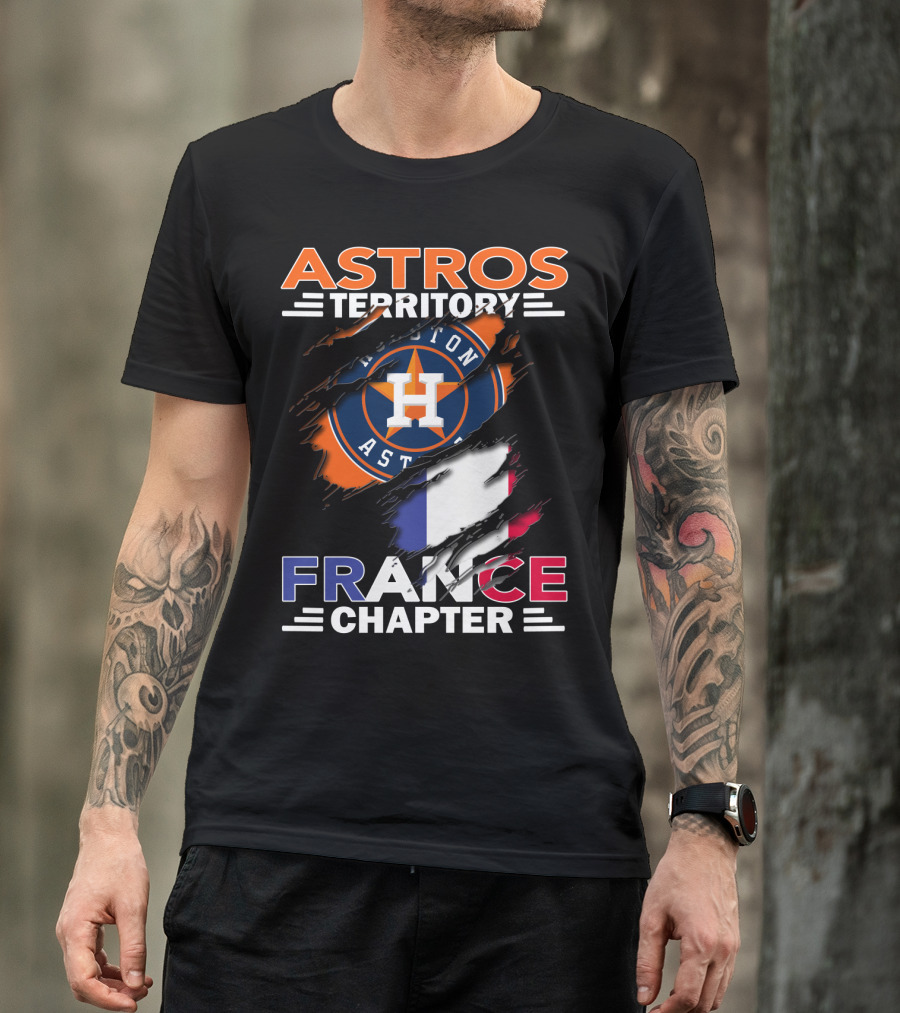 Astros Territory Houston France Chapter Flag Rip T-Shirt