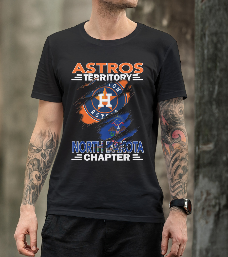 Astros Territory North Dakota Chapter With Houston Astros Emblem And State Flag T-Shirt