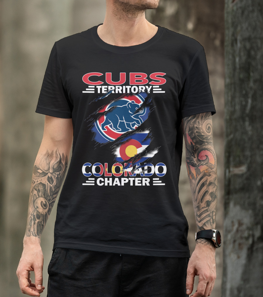 Cubs Territory Colorado Chapter Logo With Bear And Colorado Flag Elements T-Shirt