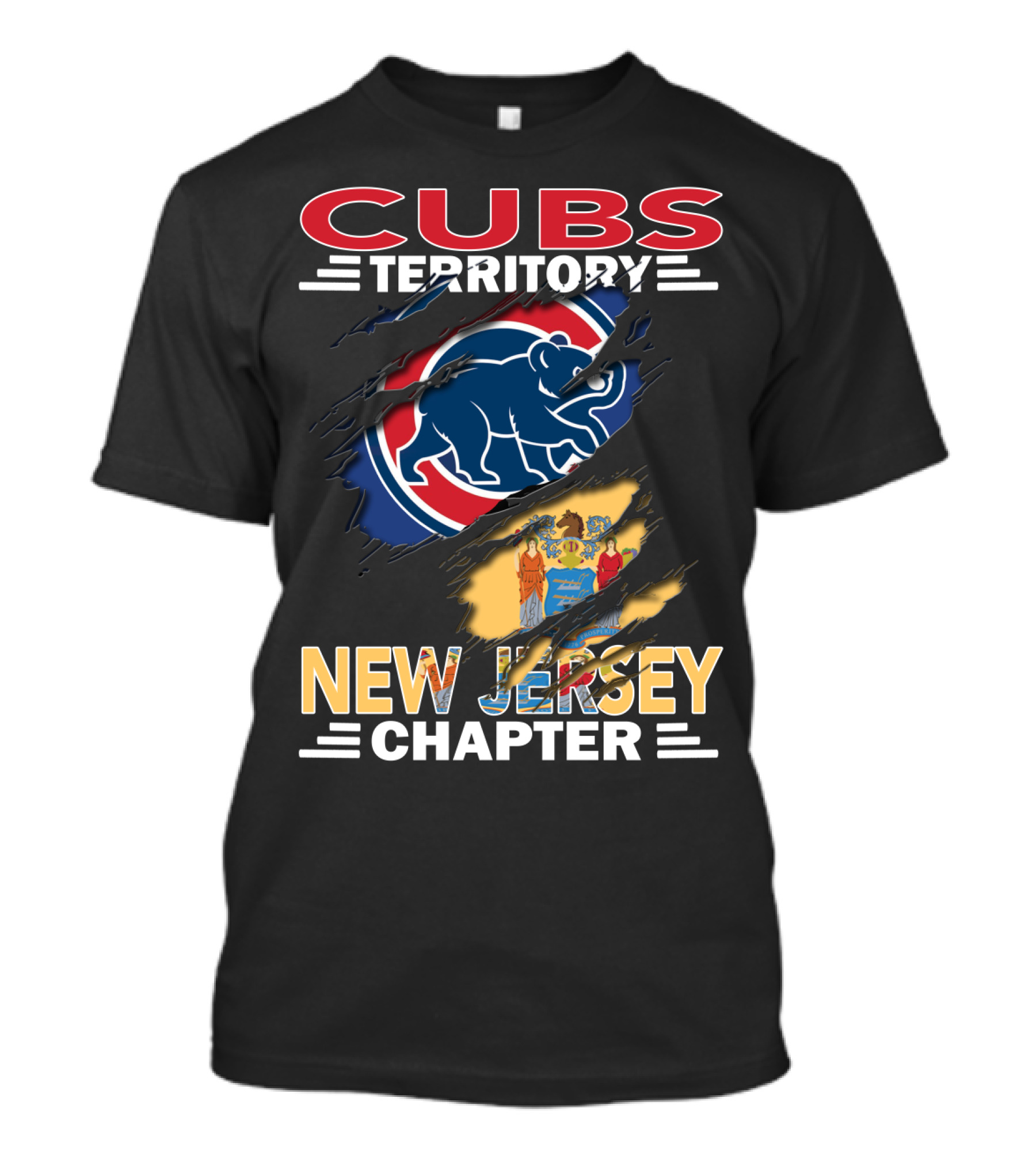 Cubs Territory New Jersey Chapter Breakthrough Emblem With State Flag And Bear T-Shirt