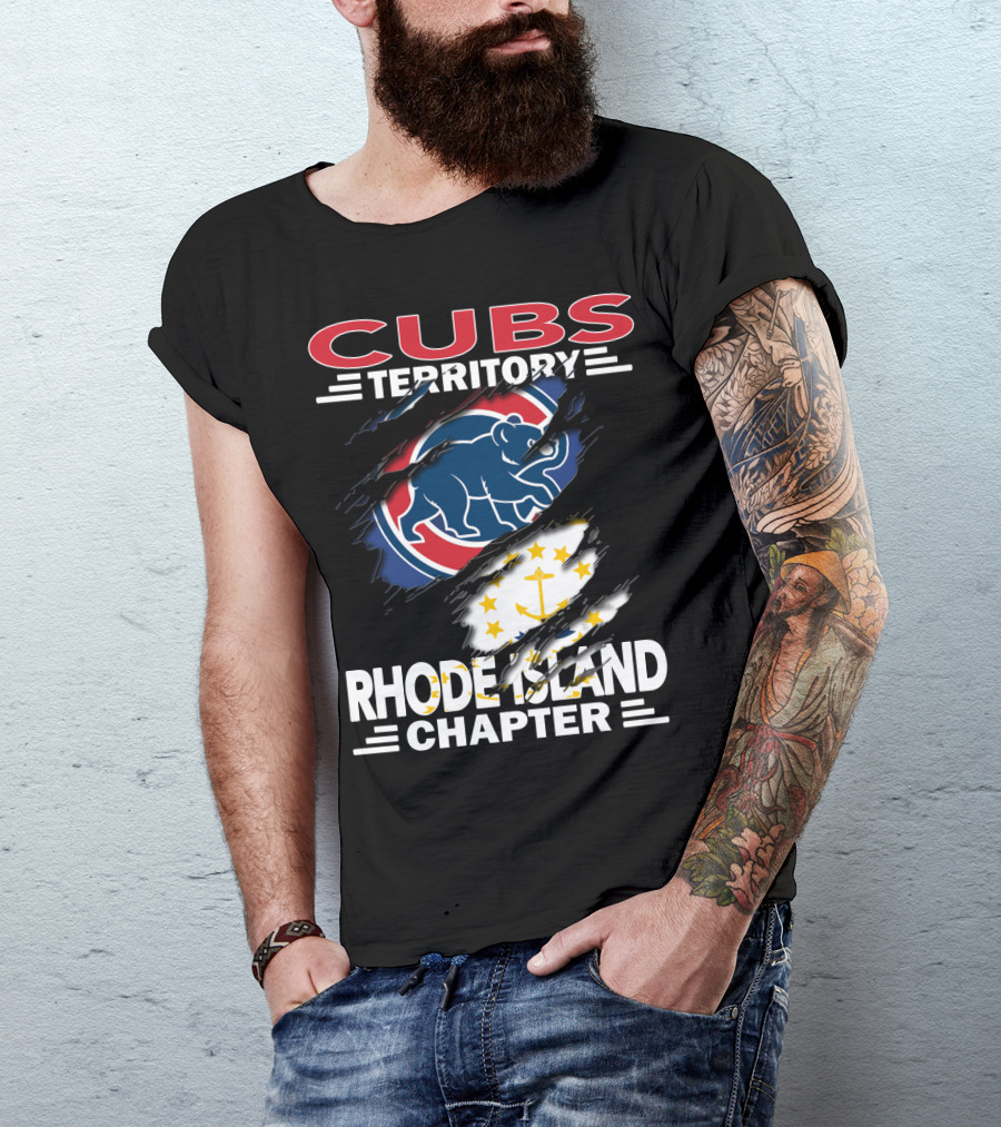Cubs Territory Rhode Island Chapter Logo With Chicago Cubs And Rhode Island State Symbols T-Shirt