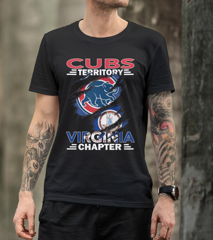 Cubs Territory Virginia Chapter Slash Design With Chicago Cubs Logo And Virginia State Emblem T-Shirt
