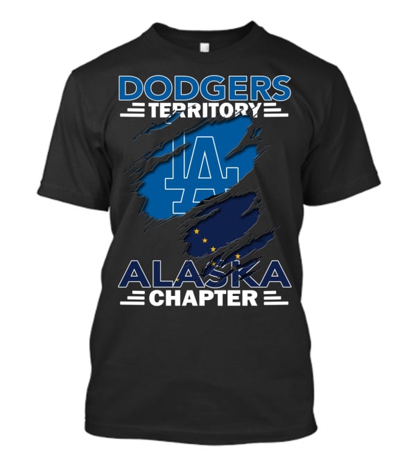 Dodgers Territory Alaska Chapter LA Logo With Alaska Flag T-Shirt