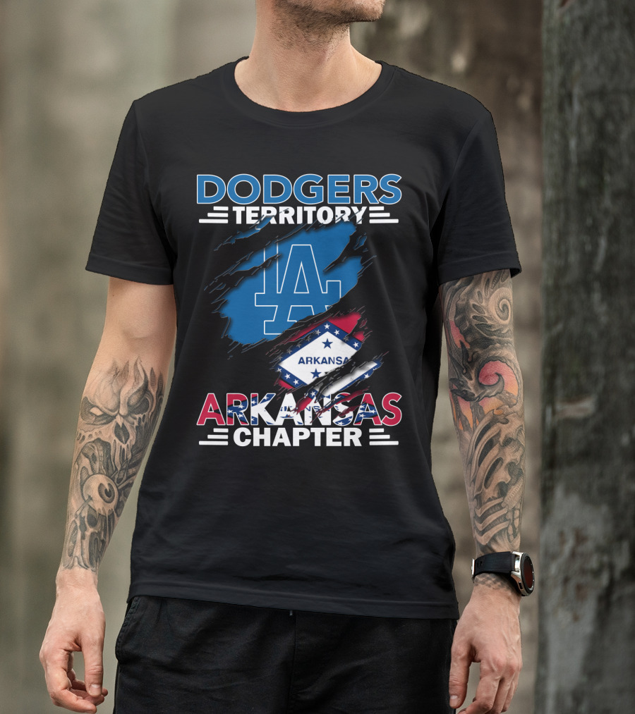 Dodgers Territory Arkansas Chapter LA Logo State Flag T-Shirt