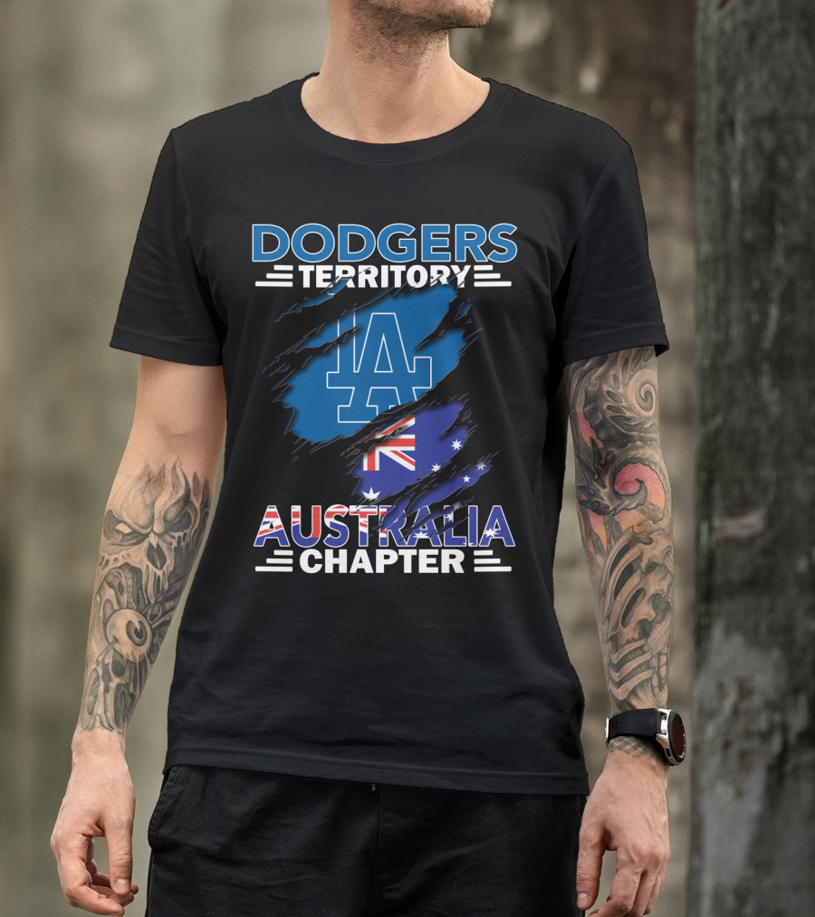 Dodgers Territory Australia Chapter LA Logo And Australian Flag Elements T-Shirt