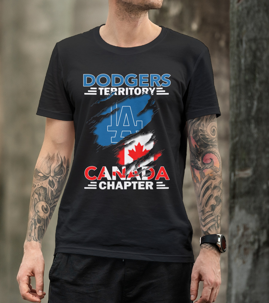 Dodgers Territory LA Logo Canada Chapter With Canadian Flag T-Shirt
