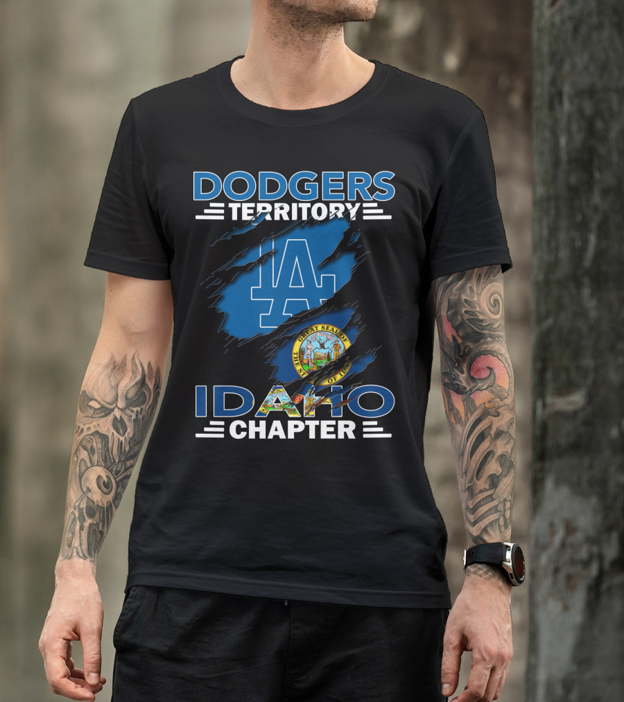 Dodgers Territory Idaho Chapter LA Logo Great Seal Of Idaho T-Shirt