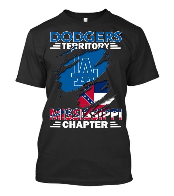 Dodgers Territory Mississippi Chapter LA Logo And Flag Elements T-Shirt
