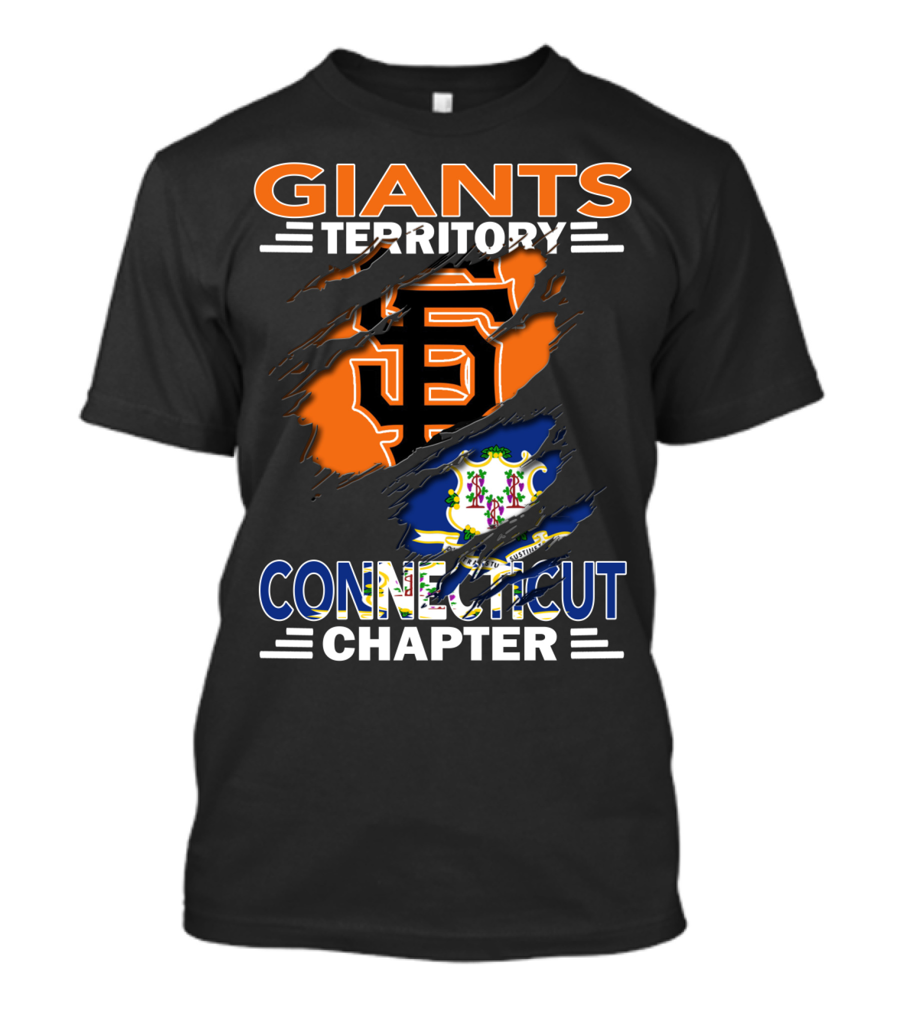 Giants Territory Connecticut Chapter San Francisco Giants Logo With Connecticut State Flag T-Shirt