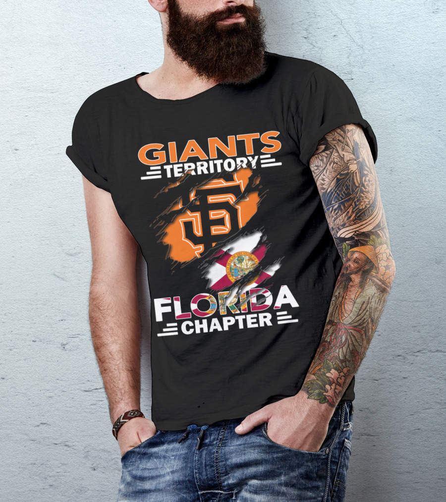 Giants Territory Florida Chapter Sf Logo And Florida Flag Fusion T-Shirt