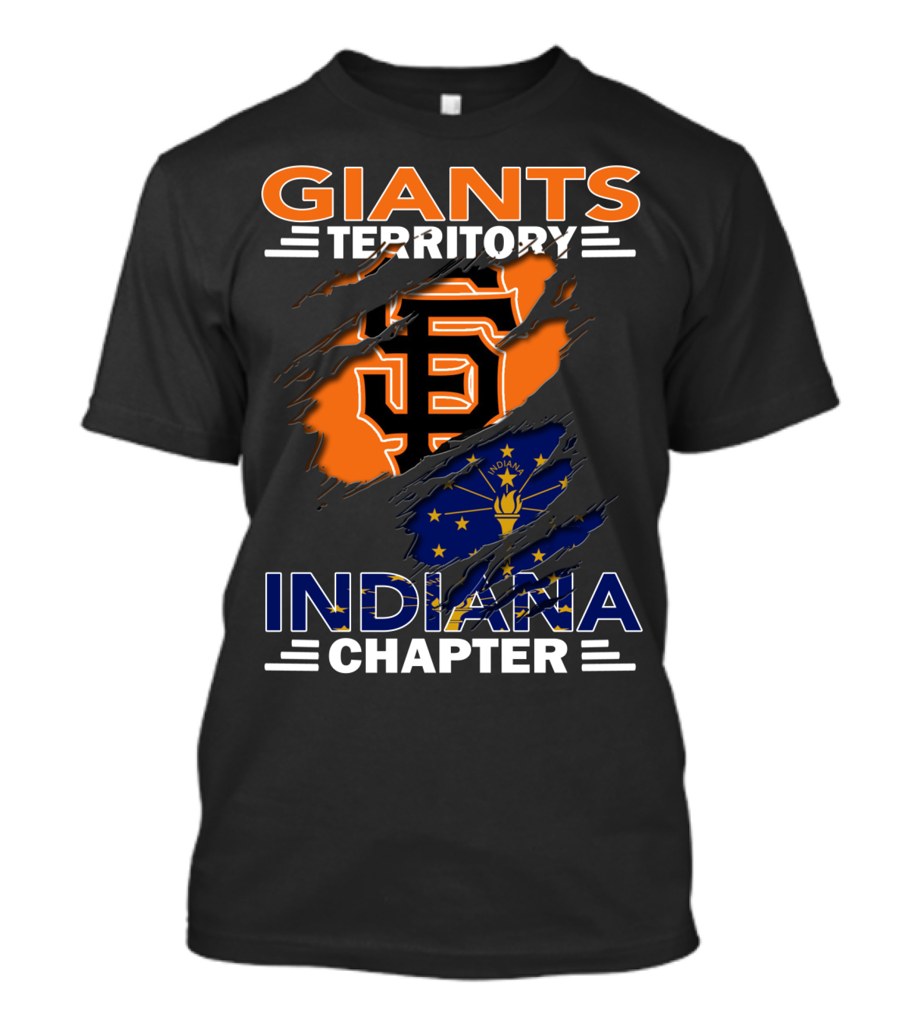 Giants Territory Indiana Chapter Sf Logo And Indiana Flag T-Shirt