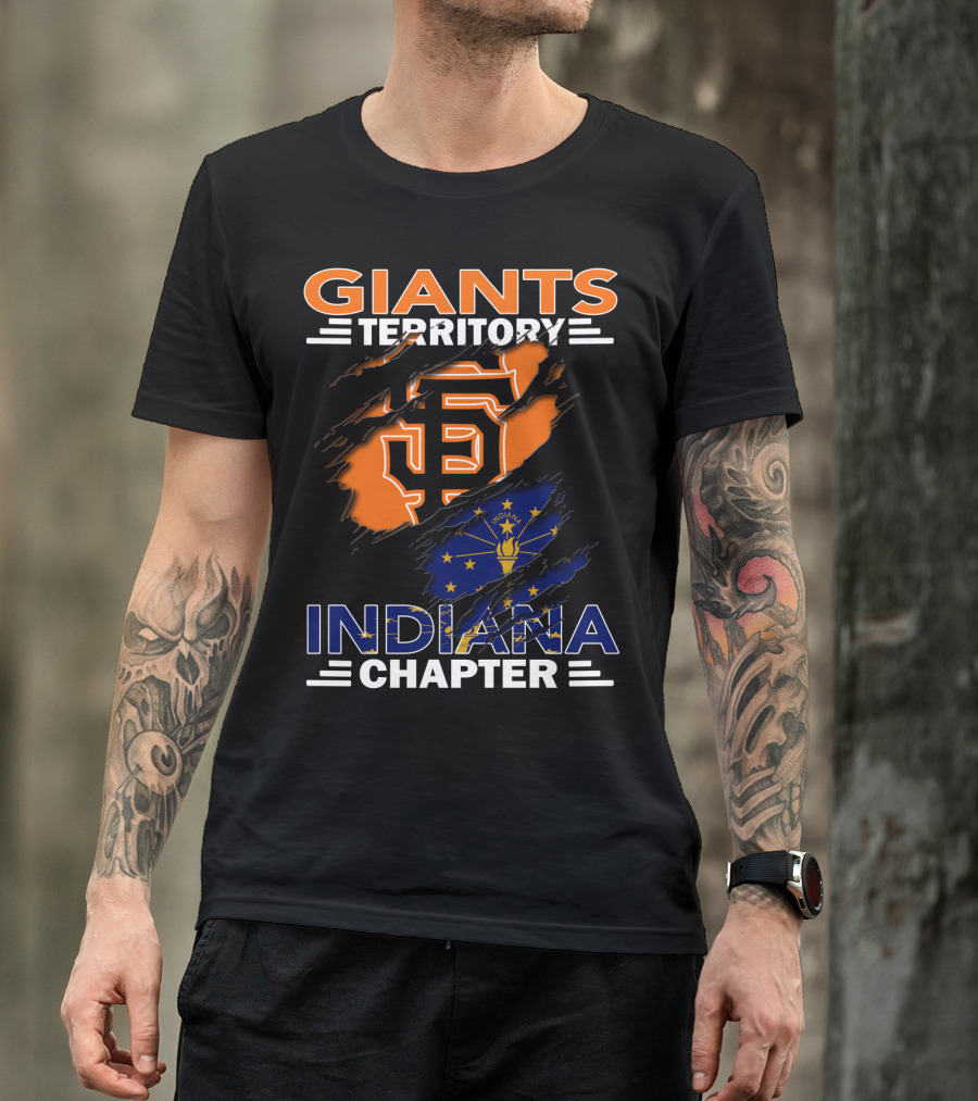 Giants Territory Indiana Chapter Sf Logo And Indiana Flag T-Shirt